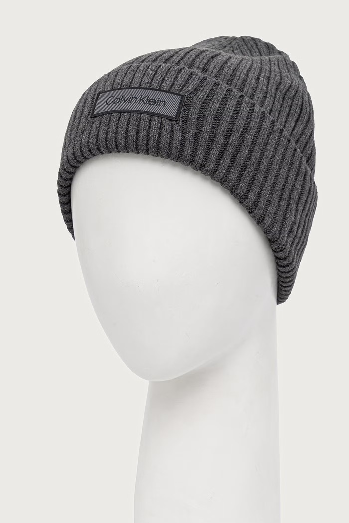 Calvin Klein čiapka pánska bavlnená LV04D8053G sivá AW25