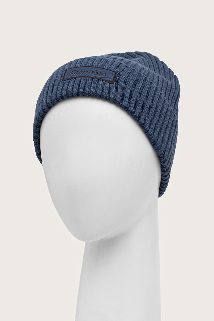 Akcesoria Calvin Klein czapka męska bawełniana LV04D8053G niebieski