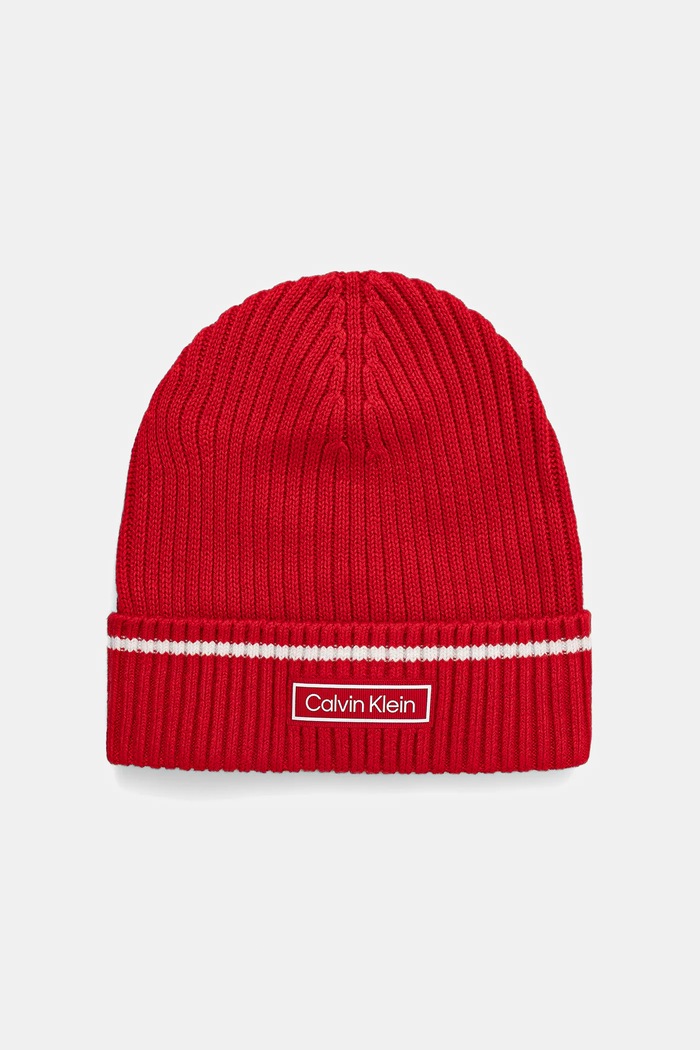 Detská čiapka s prímesou vlny Calvin Klein stredne hrubá červená LV04D8054G