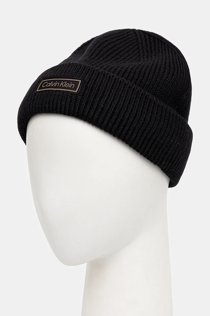 Calvin Klein czapka z dodatkiem wełny LV04D8058G czarny AW25
