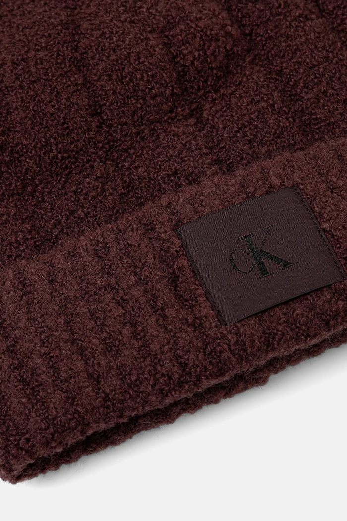 Vlnená čiapka Calvin Klein LV04D8065G hnedá AW25