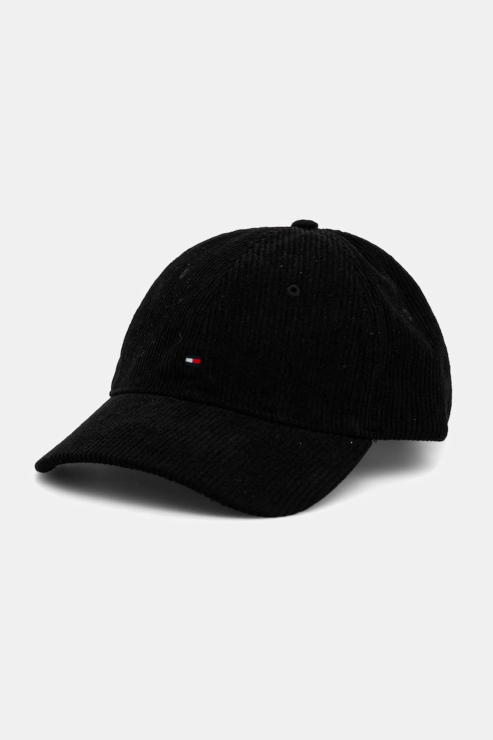 Tommy Hilfiger czapka z daszkiem sztruksowa pozostałe czarny AM0AM13583