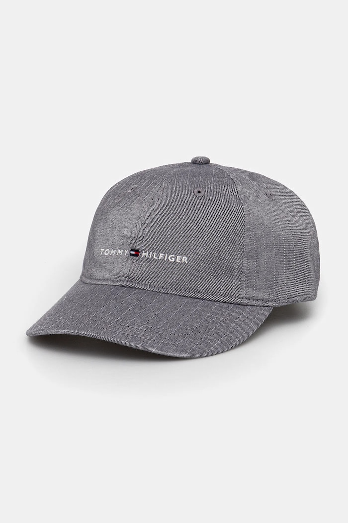 Bavlnená šiltovka Tommy Hilfiger bavlna sivá AM0AM13771