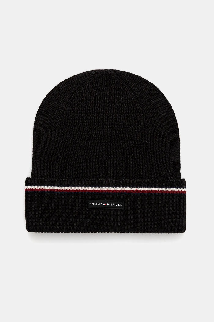 Tommy Hilfiger Čepice s příměsí vlny Tommy Hilfiger černá AM0AM13587