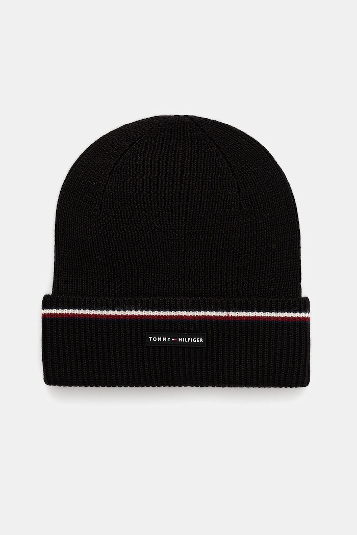 Tommy Hilfiger Čepice s příměsí vlny Tommy Hilfiger černá AM0AM13587