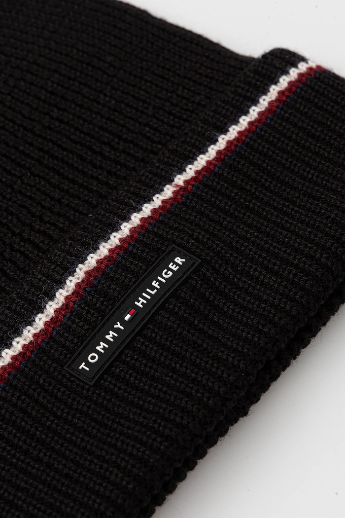 Doplňky Tommy Hilfiger Čepice s příměsí vlny Tommy Hilfiger AM0AM13587 černá