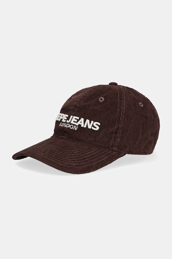 Pepe Jeans șapcă de baseball din catifea bumbac maro PM0400006