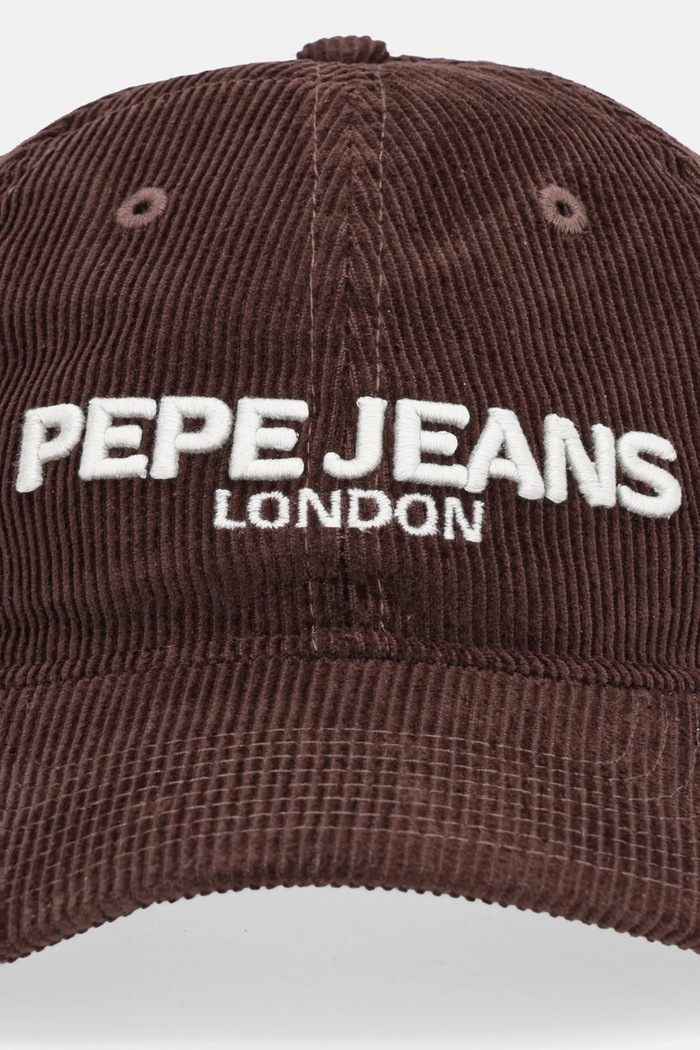Pepe Jeans șapcă de baseball din catifea PM0400006 maro AW25