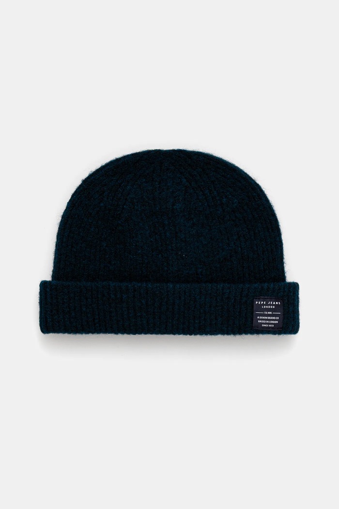 Pepe Jeans czapka z domieszką wełny z domieszką wełny granatowy PM0400012