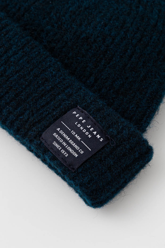 Akcesoria Pepe Jeans czapka z domieszką wełny PM0400012 granatowy