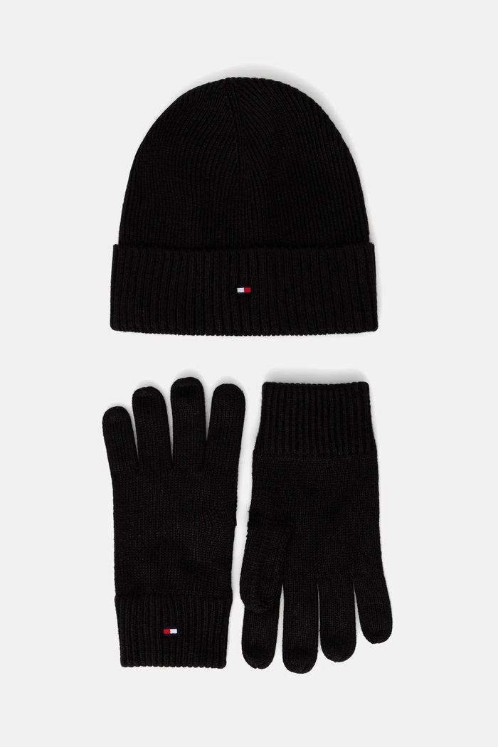 Tommy Hilfiger czapka i rękawiczki z domieszką kaszmiru 2-pack z domieszką wełny czarny AM0AM13806
