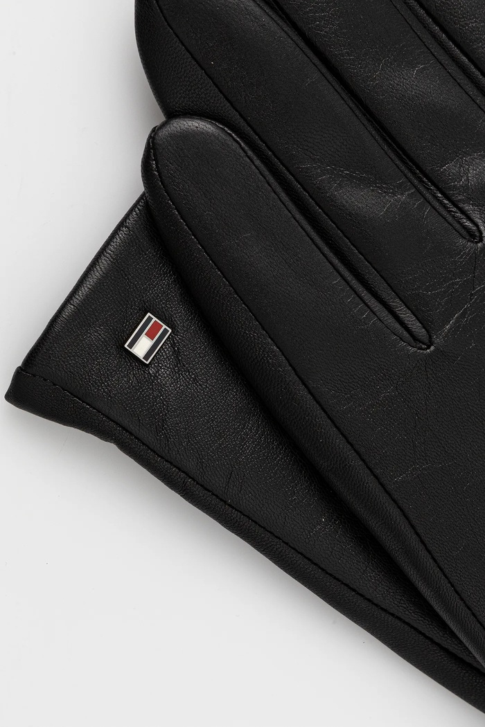 Tommy Hilfiger mănuși de piele AM0AM13808 negru NC25