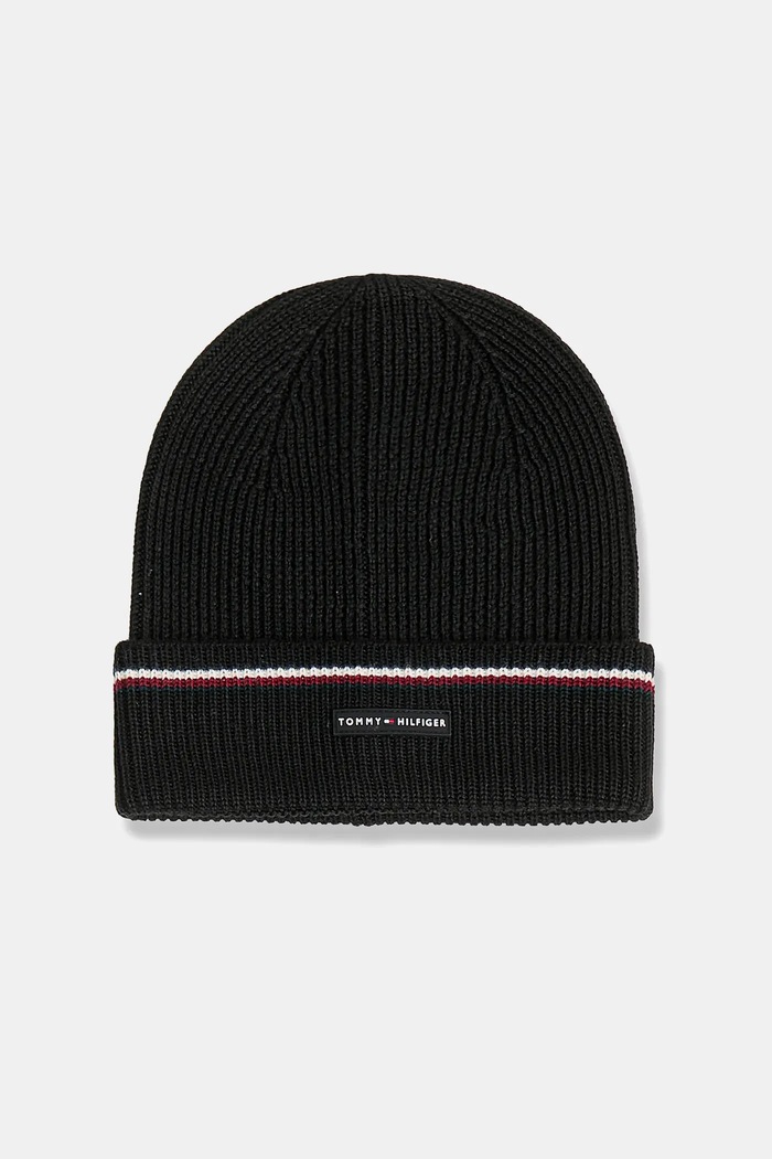 Tommy Hilfiger pălărie și eșarfă din lână AM0AM13809 negru NC25