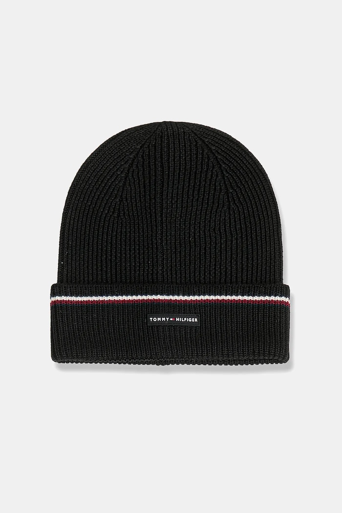 Tommy Hilfiger pălărie și eșarfă din lână AM0AM13809 negru NC25