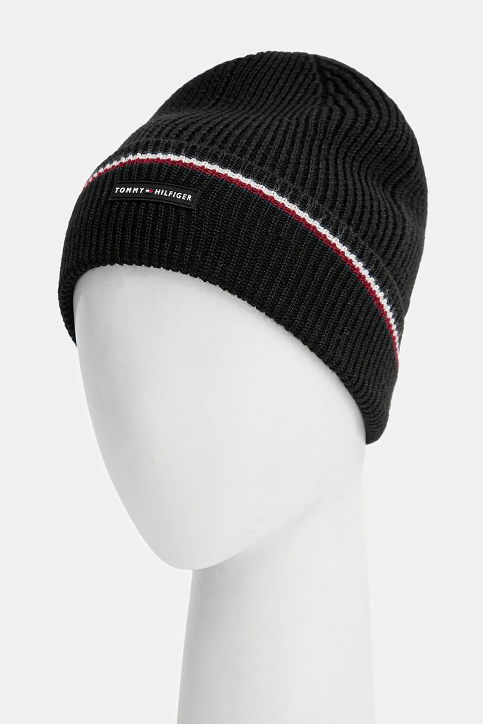 Accesorii Tommy Hilfiger pălărie și eșarfă din lână AM0AM13809 negru