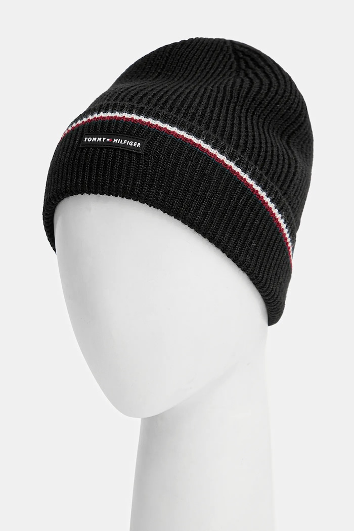 Accesorii Tommy Hilfiger pălărie și eșarfă din lână AM0AM13809 negru