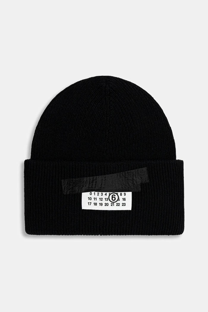 Vlnená čiapka MM6 Maison Margiela nášivka čierna SH2TB0003.M13168.900S