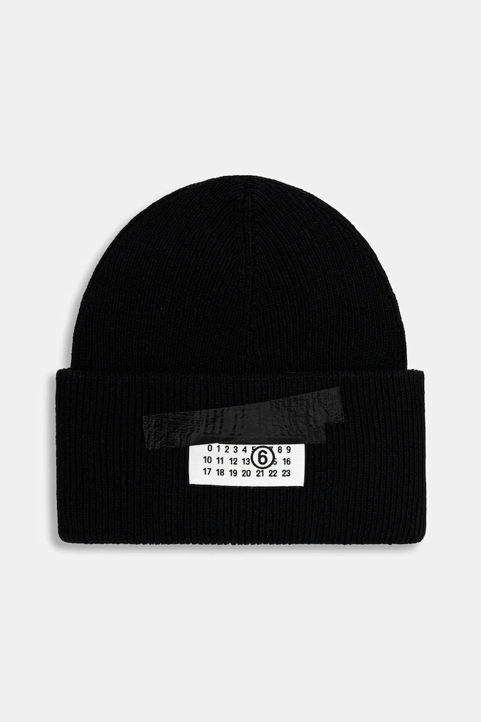 Vlnená čiapka MM6 Maison Margiela nášivka čierna SH2TB0003.M13168.900S