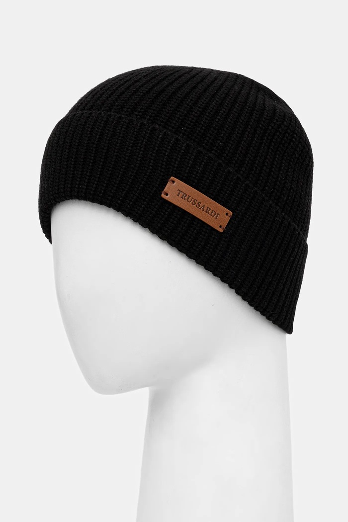 Čiapka s prímesou vlny Trussardi E603C000002N čierna AW25