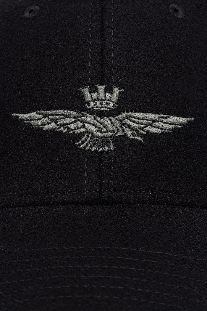 Aeronautica Militare czapka z daszkiem męska z dodatkiem wełny HA1085UCT02333 czarny AW26