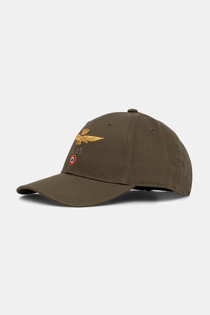 Aeronautica Militare czapka z daszkiem bawełniana aplikacja zielony HA1100UCT02848