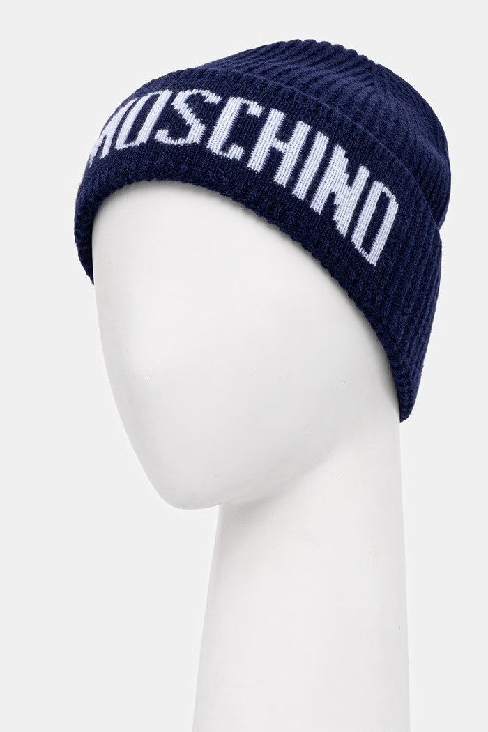 Moschino czapka męska z dodatkiem wełny M5875.60808 granatowy AW25