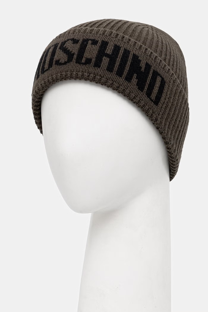 Moschino czapka męska z dodatkiem wełny M5875.60808 zielony AW25