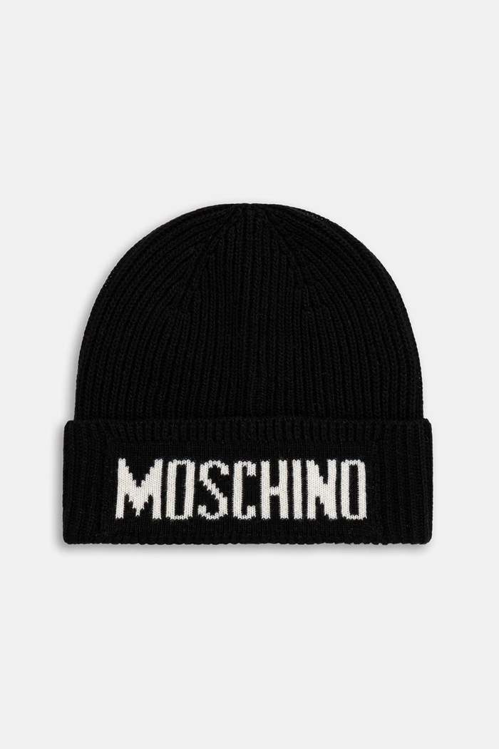 Moschino czapka męska z dodatkiem wełny gruba czarny M5875.60808