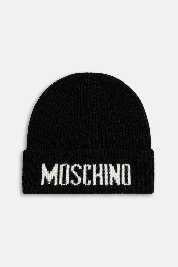 Moschino czapka męska z dodatkiem wełny gruba czarny M5875.60808