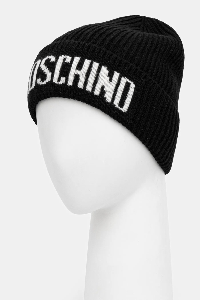 Moschino czapka męska z dodatkiem wełny M5875.60808 czarny AW25