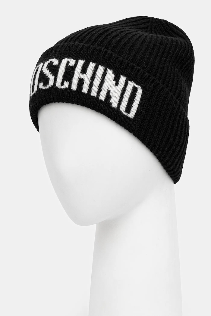 Moschino czapka męska z dodatkiem wełny M5875.60808 czarny AW25