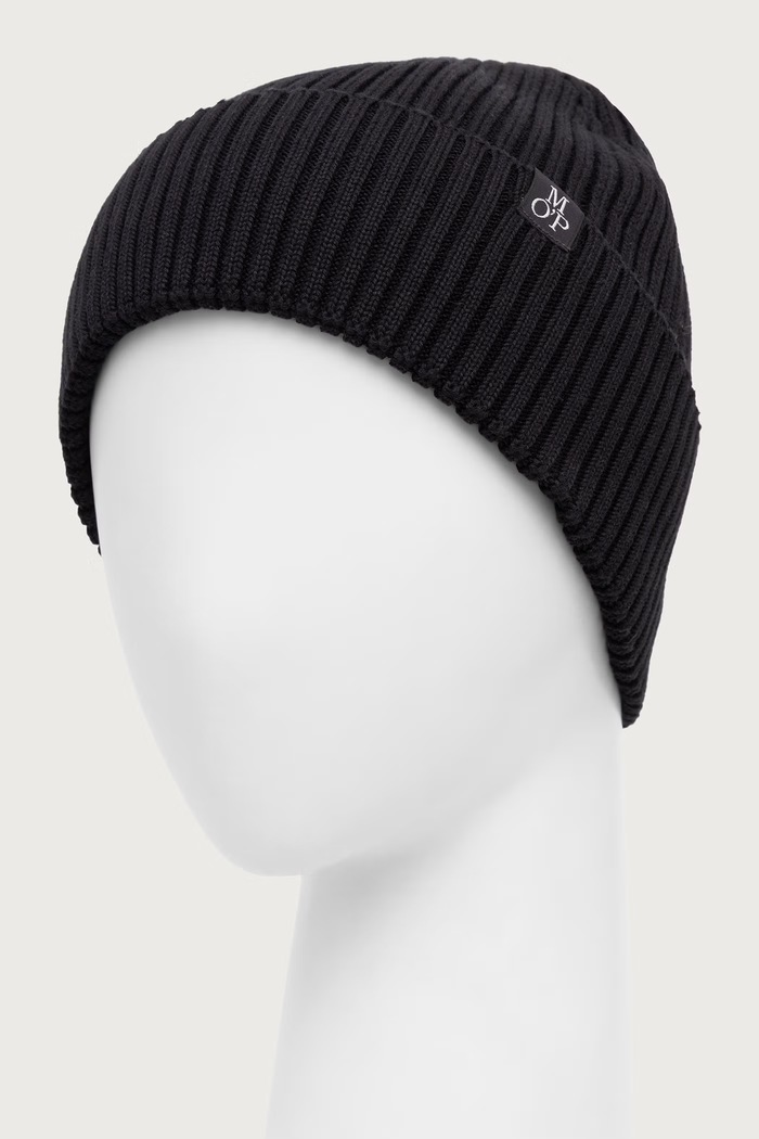 Marc O'Polo czapka męska bawełniana 5000009065 czarny AW26