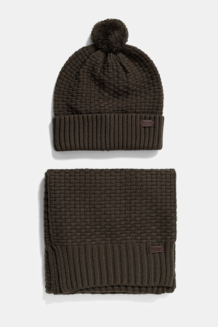 Шапка и шал Barbour изчистен зелен MGS0097