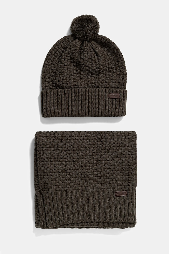 Шапка и шал Barbour изчистен зелен MGS0097