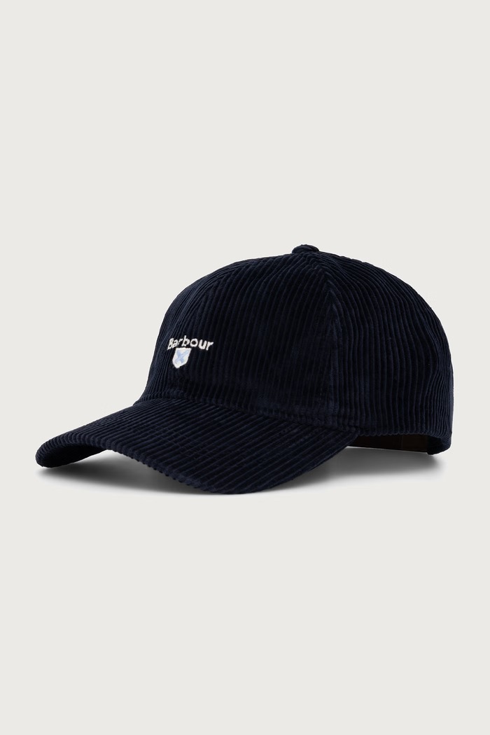 Barbour Chusta z daszkiem męska bawełniana Preston Cord granatowy MHA0911