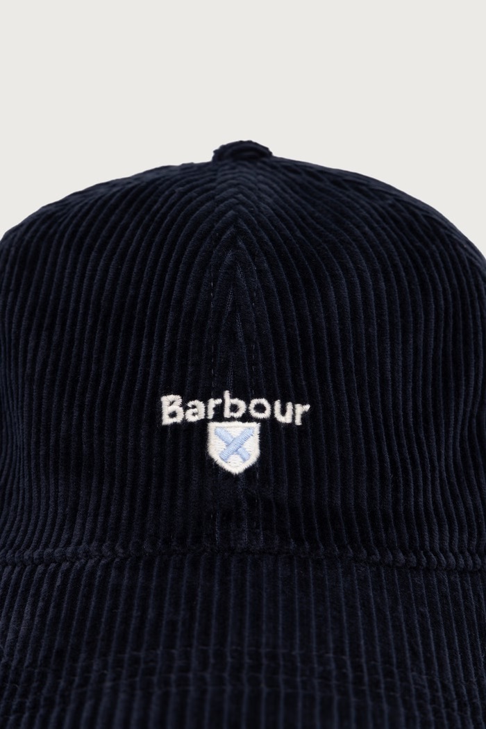 Barbour Chusta z daszkiem męska bawełniana Preston Cord MHA0911 granatowy AW25