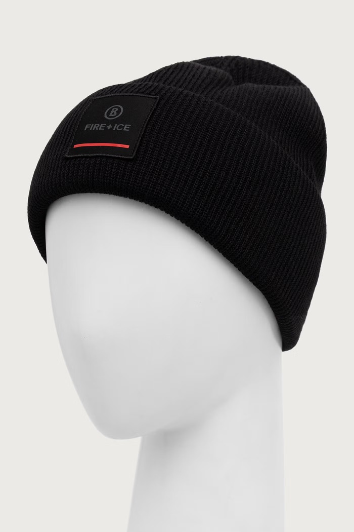 BOGNER Fire+Ice Czapka beanie męska z dodatkiem wełny TAREK 94366125 czarny AW25