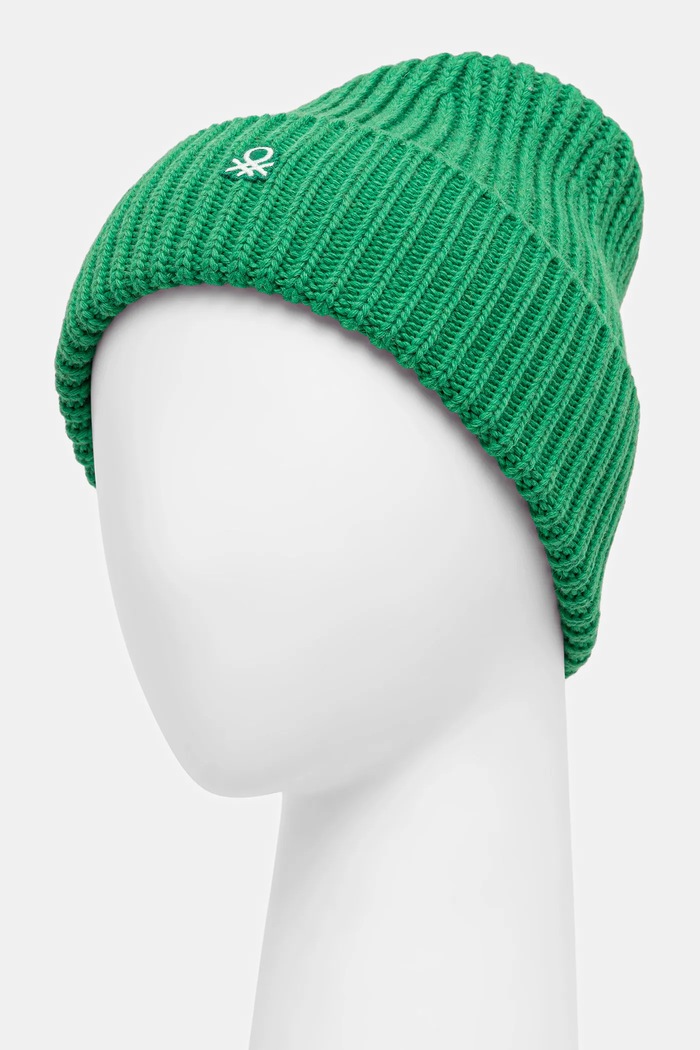 Čiapka s prímesou vlny United Colors of Benetton 12PAUA00X zelená AW25