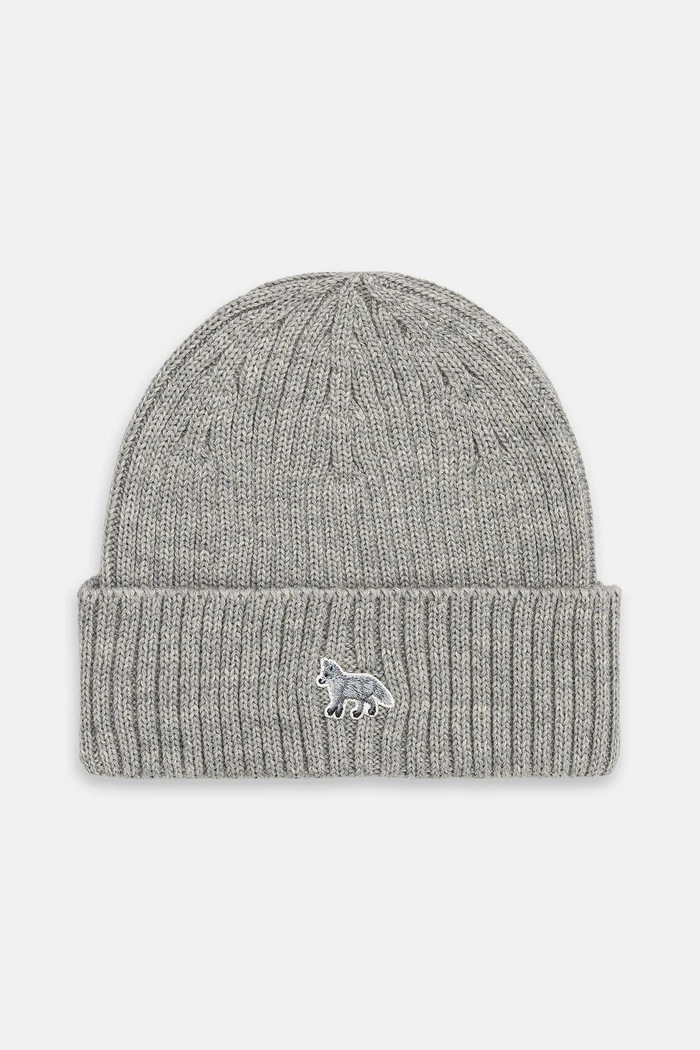 Vlnená čiapka Maison Kitsuné Baby Fox Beanie jednofarebný sivá PW06102KT1022