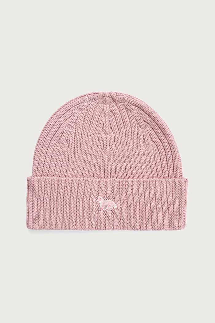 Maison Kitsuné Baby Fox Beanie czapka wełniana męska różowy PW06102KT1022