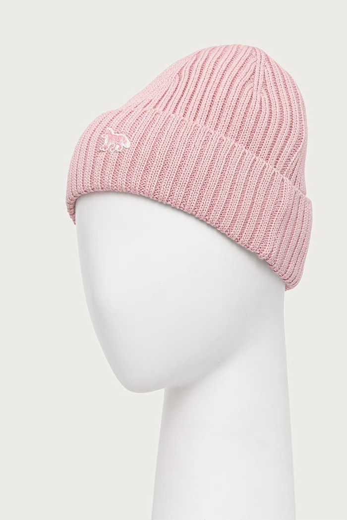 Maison Kitsuné Baby Fox Beanie czapka wełniana męska PW06102KT1022 różowy AW25