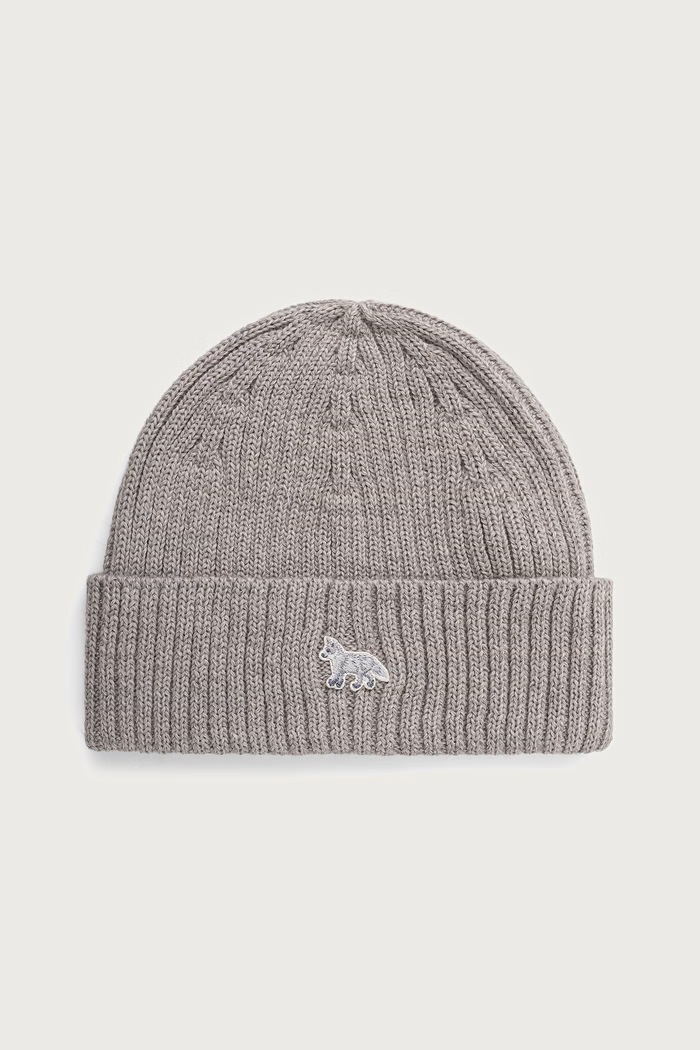 Maison Kitsuné Baby Fox Beanie czapka wełniana męska szary PW06102KT1022