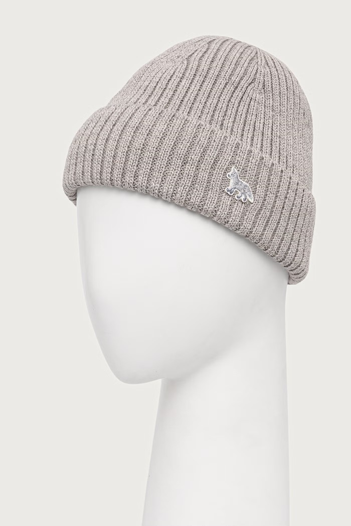 Maison Kitsuné Baby Fox Beanie czapka wełniana męska PW06102KT1022 szary AW25