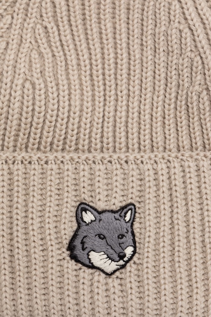 Akcesoria Maison Kitsuné Fox Head Large Beanie czapka beanie wełniana męska PM06112KT1022 beżowy
