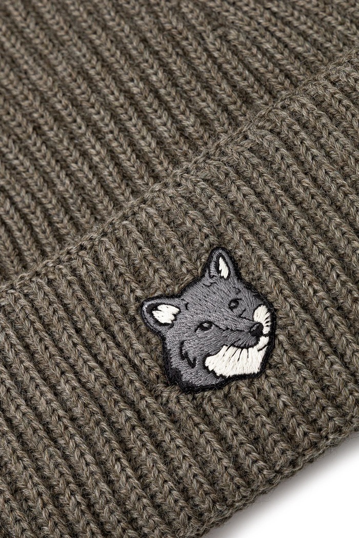 Accessories Maison Kitsuné wool beanie Fox Head Large Beanie PM06112KT1022 green