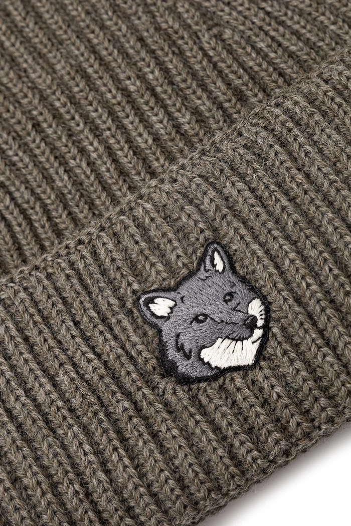 Accessories Maison Kitsuné wool beanie Fox Head Large Beanie PM06112KT1022 green