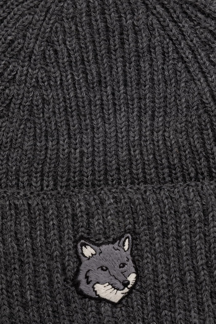 Akcesoria Maison Kitsuné Fox Head Large Beanie czapka beanie wełniana męska PM06112KT1022 szary