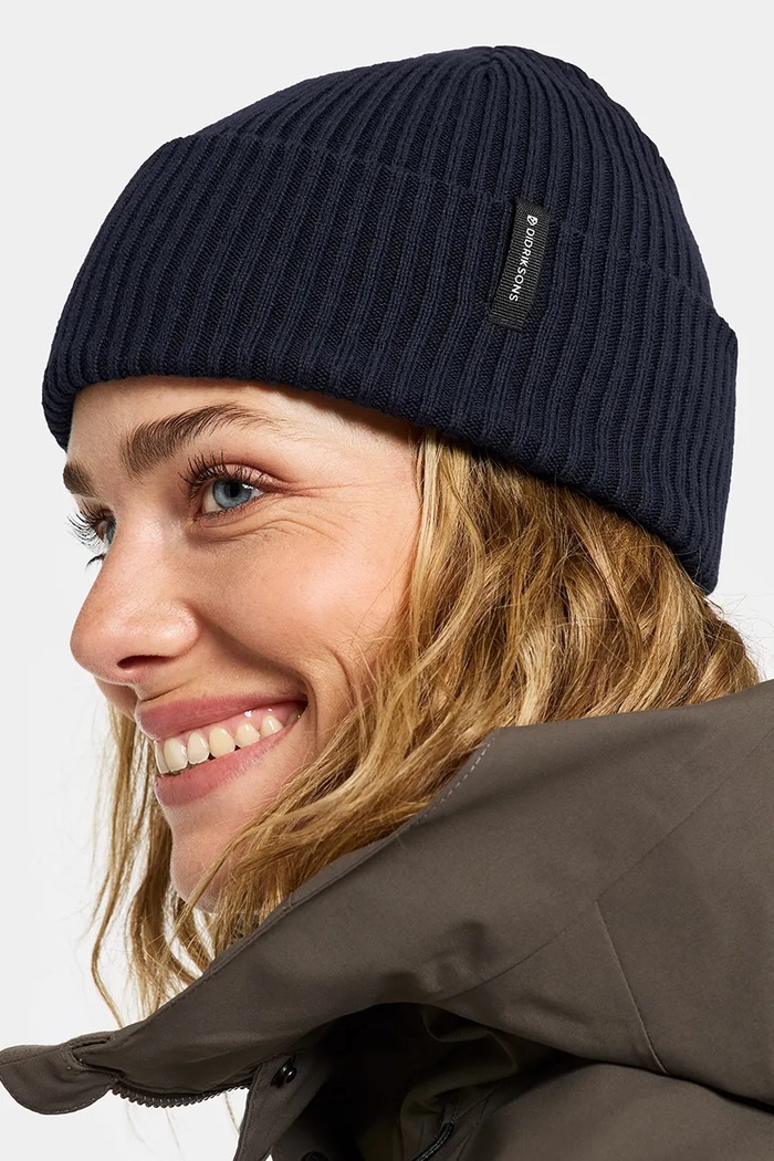 Didriksons Czapka beanie bawełniana DELMAR 505758 granatowy AW25