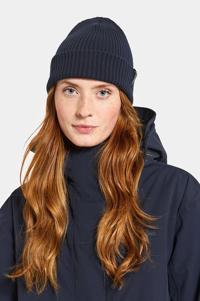 Akcesoria Didriksons Czapka beanie bawełniana DELMAR 505758 granatowy