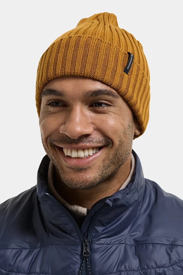 Didriksons Czapka beanie bawełniana LAKEN 505757 żółty AW25